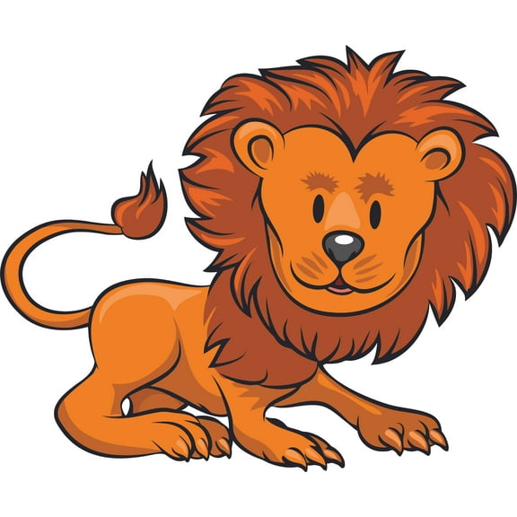 Lion Lions Sitting King of The Jungle Zoo Safari Animals Cartoon Design Wall Decals for Bedroom Bathroom Animal Animals Children's Decorations Kids Vinyl Art Decal Walls Rooms Size (20x40 inch)