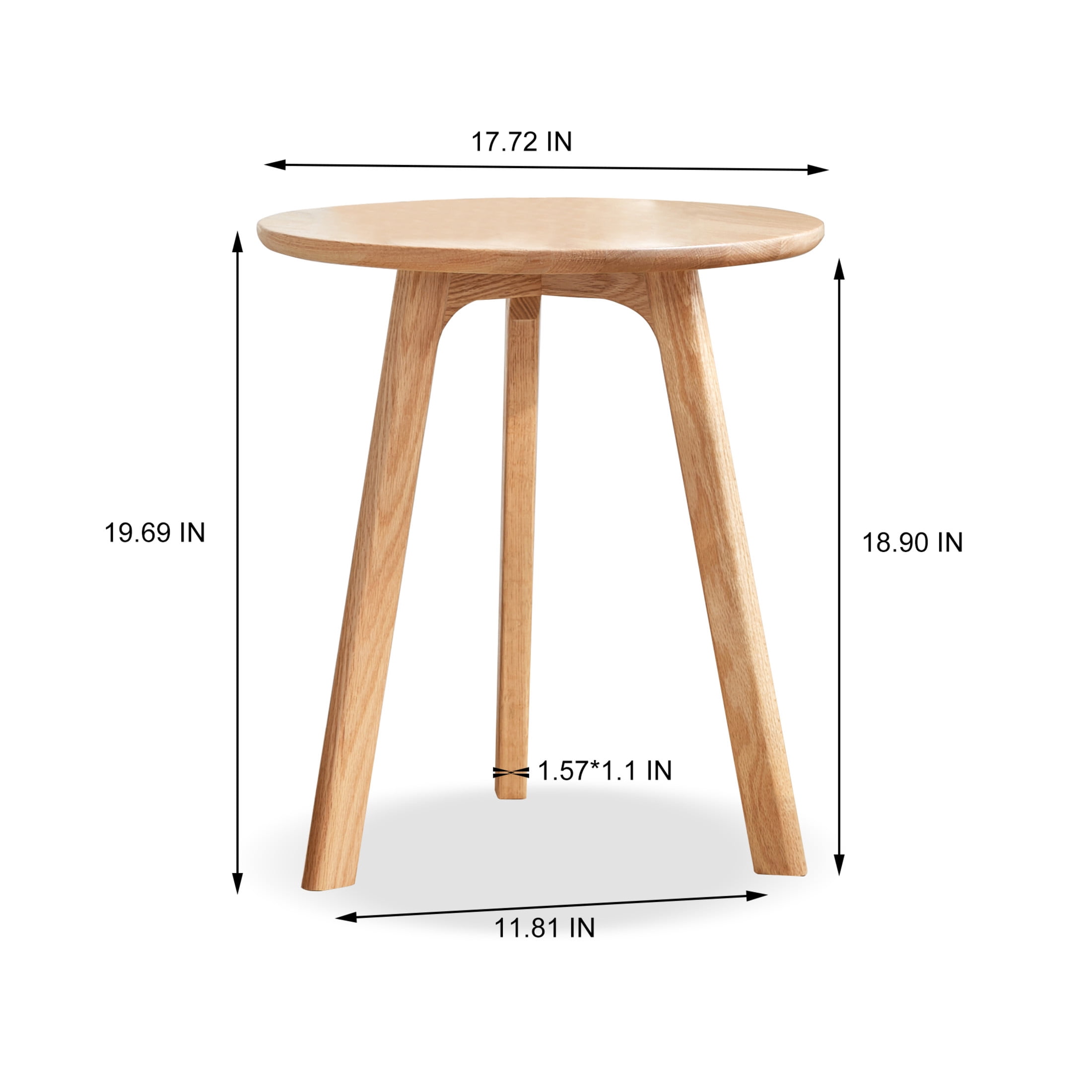 Noble House Round End Table in Natural Solid Oak Wood with Elegant Design and Durable Construction