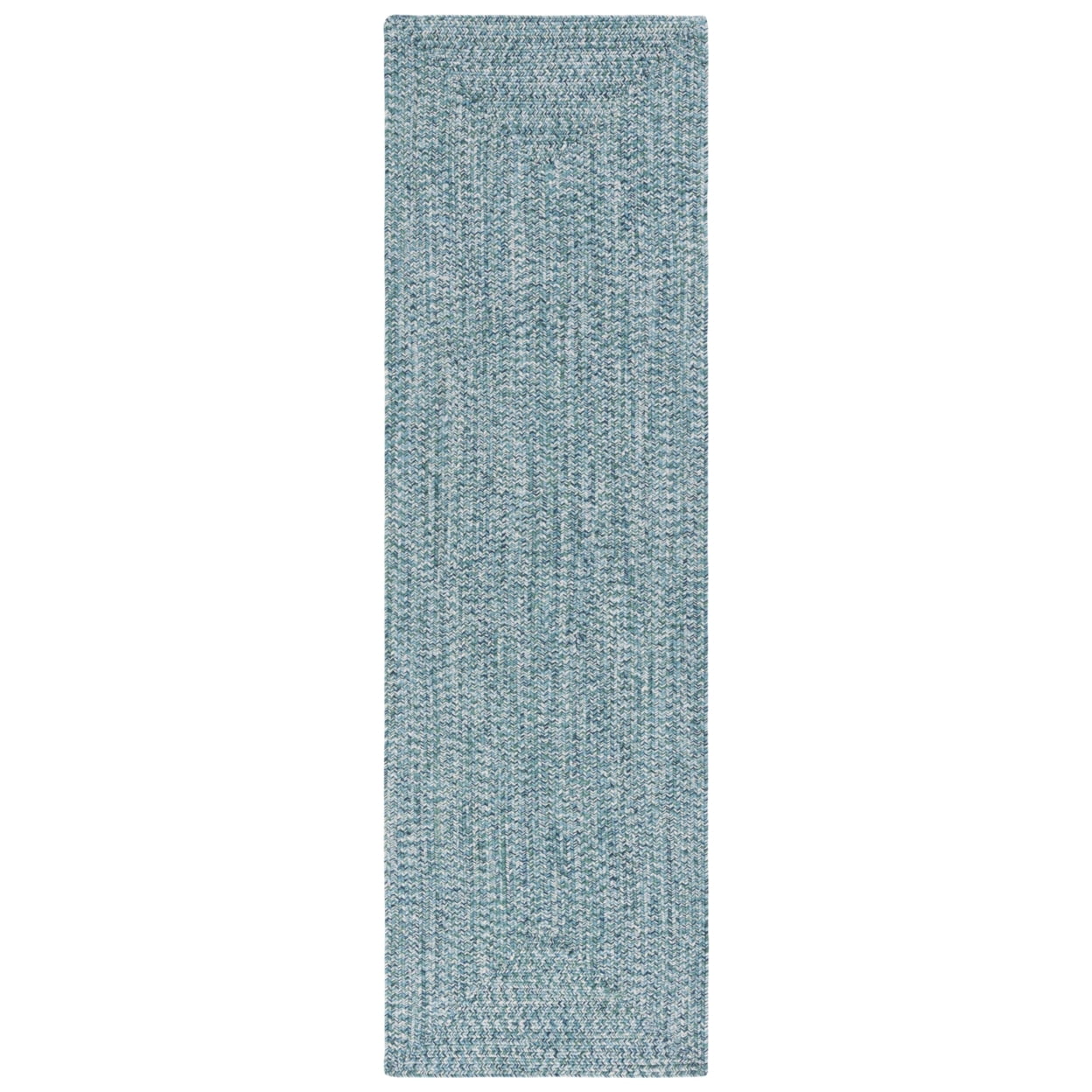 SAFAVIEH Braided Gino Distressed Machine Washable Reversible Runner Rug, Teal/Green, 2'3" x 10'