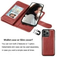 thumbnail image 3 of iphone 16 Pro Max Phone Case, Leather Wallet Case for Apple iphone 16 Pro Max, Ebizware Credit Card Cash Holder Folio Flip [Detachable] Kickstand Magnetic Cover & Lanyard for Women Men [Wine Red], 3 of 6