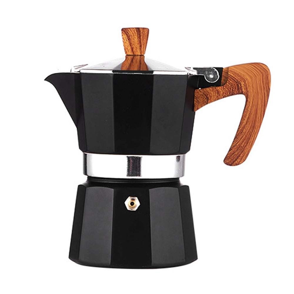 Elegant Foodie Italian Coffee Maker - Espresso Moka Pot for Classical Taste Greca Coffee Enthusiast - Quality Espresso Maker Stove Top - Black Mocha