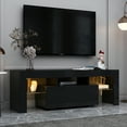 thumbnail image 3 of Stylish Black TV Stand , 51" Modern TV Stand Cabinet with RGB LED Light , Flat Screen TV Cabinet , Media Game Console Table, TV Table Stands for Lounge Room, Living Room and Bedroom, Black, 3 of 9