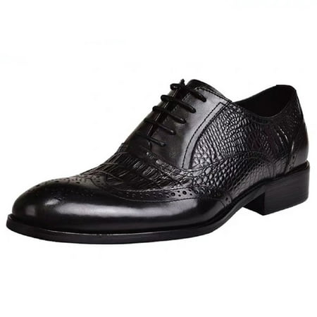 

Men s Tilden Cap Shoes Artifcial Crocodile Texture Modern Leather Shoes For Men Black 47