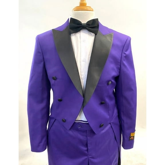 1920s Mens Fashion Tailcoat Tuxedo Morning Suit Tux Color Wool Fabric By Alberto Nardoni Purple And Black Color