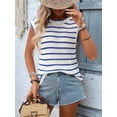 thumbnail image 4 of Women Sweater Vest Top Striped Sleeveless Knit Tank Tops Summer Outfits Blue S, 4 of 10