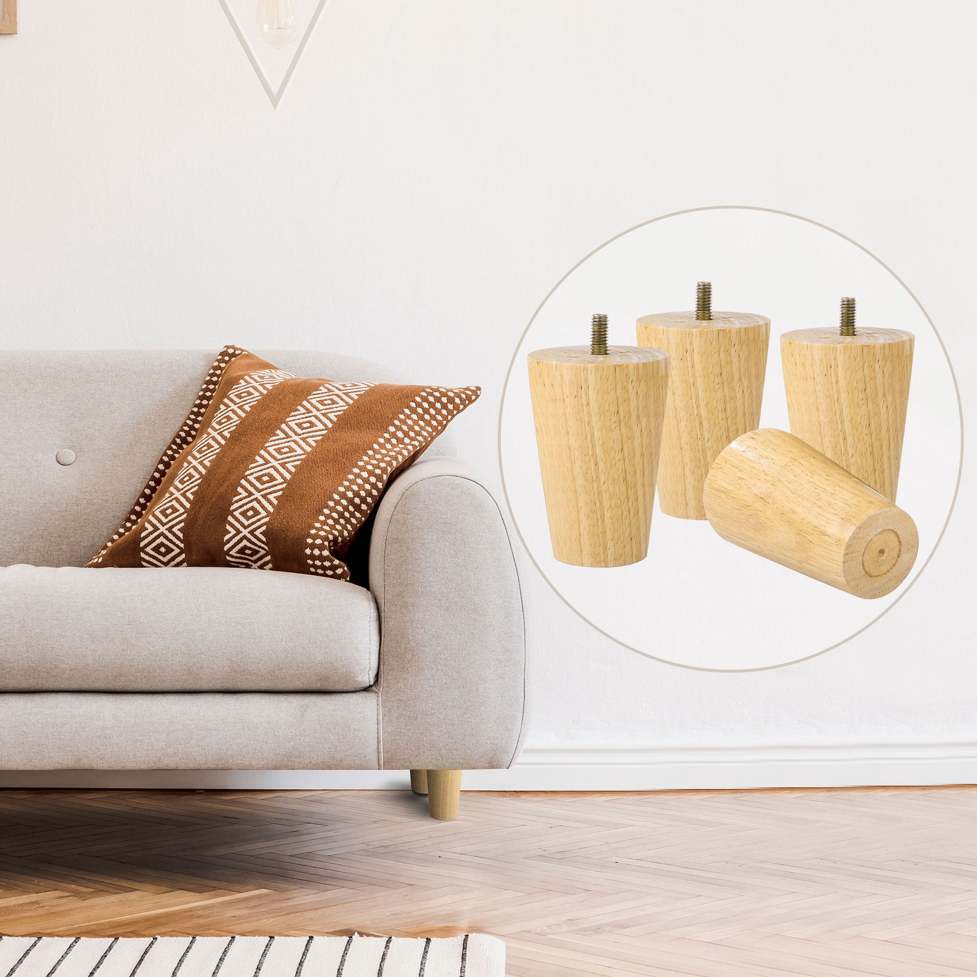 Unique Bargains Wood Furniture Legs Replacement Feet for Furniture DIY, 4Pcs