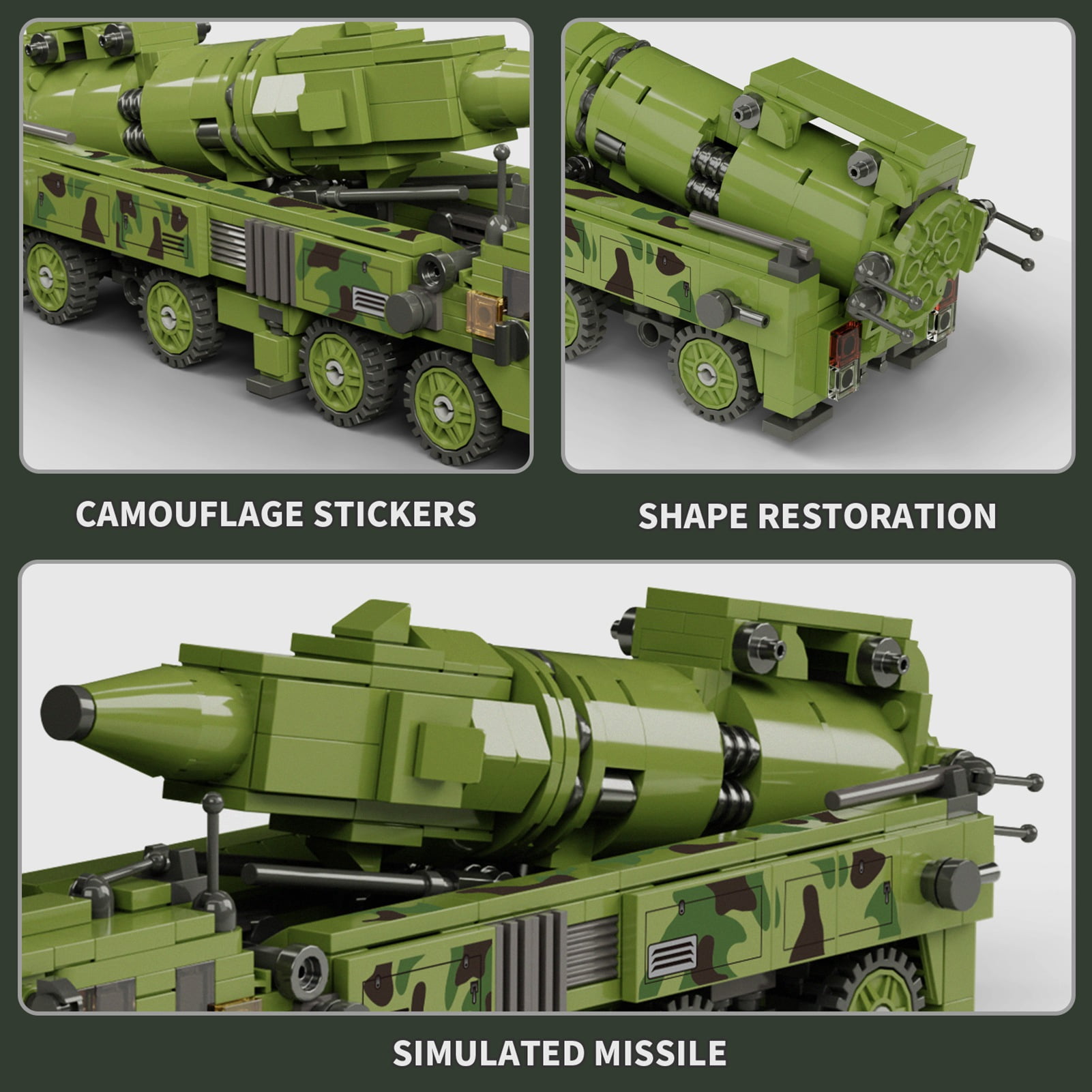 Cacagoo 782PCS Military Missile Truck Building Blocks Set - Army Vehicle Model Kit for Kids & Collectors
