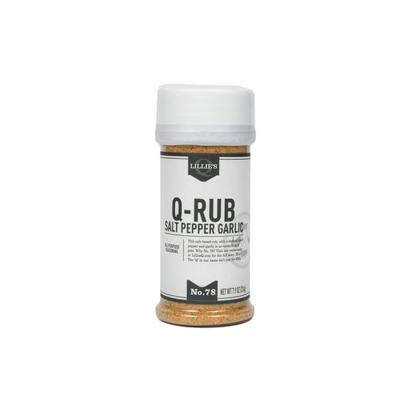 Lillie's Q All-Purpose Q-Rub Seasoning, Salt, Pepper & Garlic Blend, 7.9 oz – Versatile & Flavorful