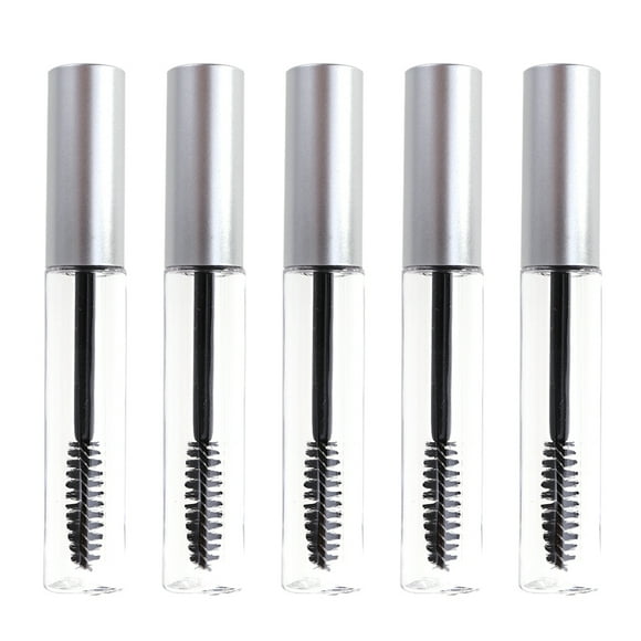 5 tubos vacíos de 10 ml para crema de pestañas, tubo de rímel (tapa plateada)