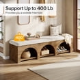 thumbnail image 5 of Finmind 63" Upholstered Entryway Bench with Arched Frame, 2-Tier Farmhouse Shoe Bench Ottoman with Shelf, for Bedroom, Hallway, Foyer, Dark Brown, 5 of 9