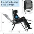 thumbnail image 3 of WYDK Oversized Padded Zero Gravity Chair, Foldable Patio Recliner, 30" Wide Seat Anti Gravity Lounger with Cup Holder, Support 400 LBS (Gray), 3 of 15