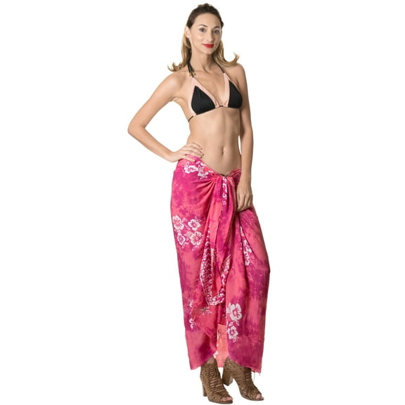 HAPPY BAY Women's Beachwear Summer Bikini Wraps Beach Wrap Swimwear Coverups Sarong Swim Cover up Skirt Bathing suit Swimsuit Pareo for Women One Size Fuscia, Hibiscus