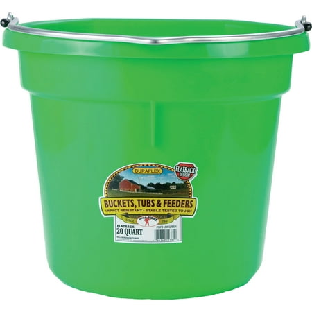Miller Flat Back Plastic Bucket - Miller Mfg Co Inc P-Little Giant Plastic Flat Back Bucket- Lime Green 20 Quart