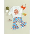 thumbnail image 3 of Cenuakty Girls Halloween 3PCS Pants Sets, Long Sleeve Letter Print Sweatshirt Pumpkin Pie Print Flared Pants Headband Sets, 3 of 9