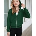 thumbnail image 5 of Oudiya Girls Zip Up Cropped Hoodies Long Sleeve Sweatshirts Jackets with Pockets, 5-14Y, 5 of 7
