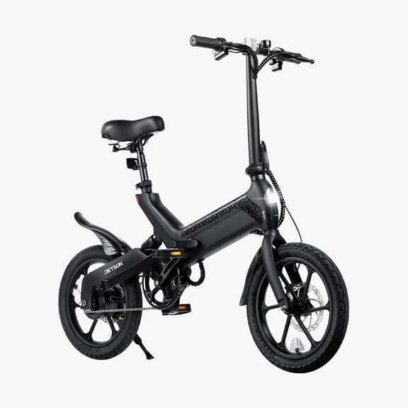 Jetson Haze Foldable Electric Bike with Twist Throttle, Pedal Assist and 16" Tires, Black