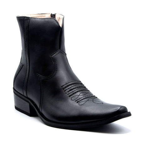 

Men s Leather Lined Zipped Tall Western High Ankle Dress Boots Black 6.5