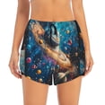 thumbnail image 2 of Rateoe Colorful Planet Universe Printed 2 in 1 Women's Workout Shorts for Athletic Gym Running Shorts with Phone Pockets-XX-Large, 2 of 7