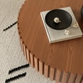 thumbnail image 3 of 31.5'' Round Drum Coffee Table with Modern Fluted Design & Solid Wood Veneer, Hidden Storage, Quick Assembly, Natural Wood Finish Adapts to Modern & Rustic Decor for Living Room & Bedroom, 3 of 9