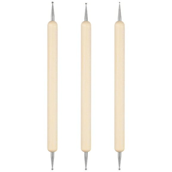 Pawsdot Pottery Embossing Tool Khaki Wooden Handle for Art Projects 3Pcs