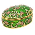 thumbnail image 3 of Caja de baratija de flores pintada a mano Detalle realista clásico Caja de baratija de joyería con bisagras para almacenamiento de pendientes de anillo Verde, 3 of 5
