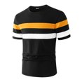 thumbnail image 4 of Cmfcve Round Neck T-shirts for Men Short Sleeve Pullover Sports T-shirt Elastic Patchwork Tee Tops, 4 of 9