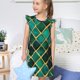thumbnail image 4 of Fotbe Green Mosaic Glass Vestido de Dormir para Niñas de 3 a 10 Años, Mangas Cortas, Estilo Princesa, Pijama Camisón con Mangas Voladas-X-Large, 4 of 6