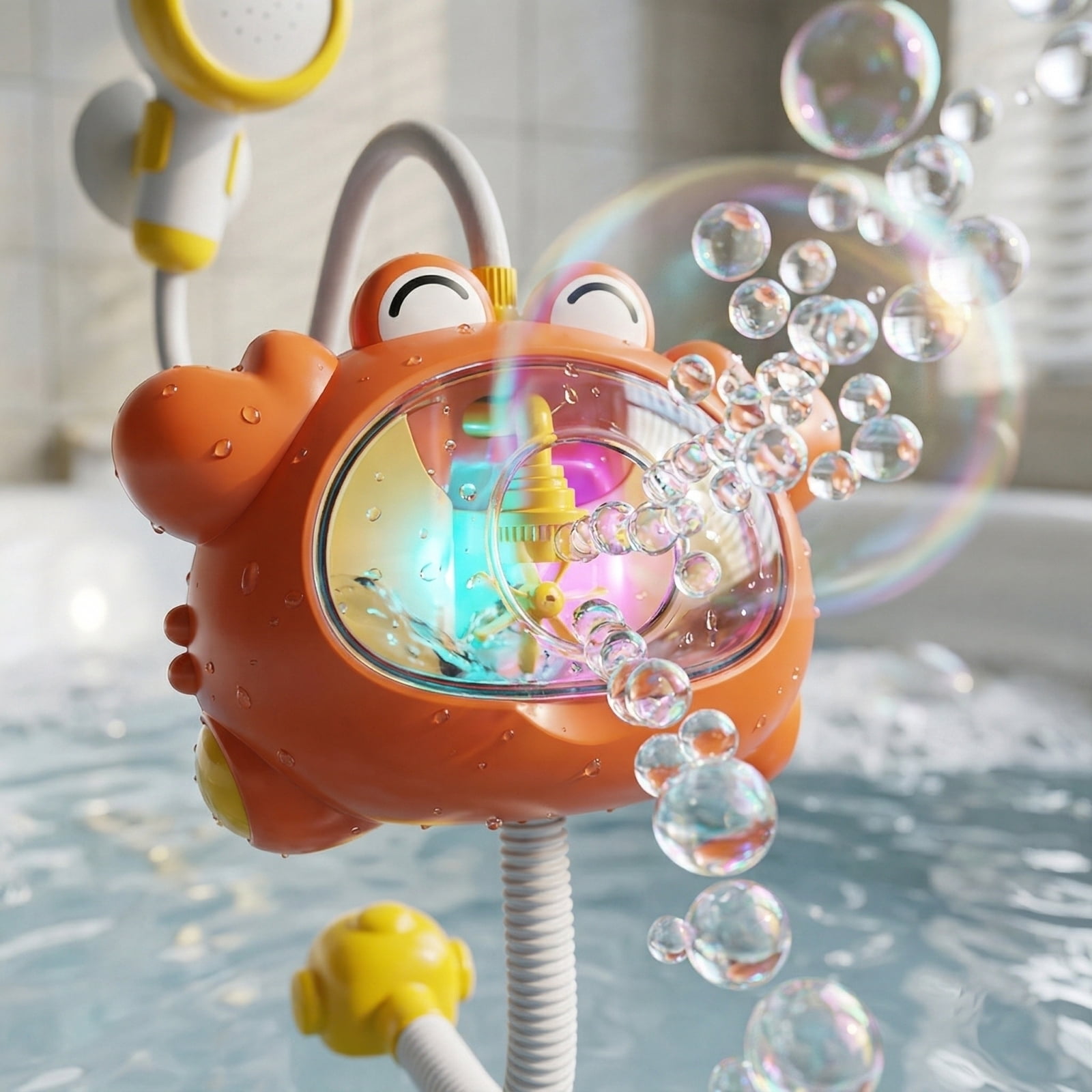 Electric Crab Bath Toy with Light and Bubble Function for Babies Kids 0-6 Years Soft Plastic Shower Sprayer for Fun Bathtime Playtime