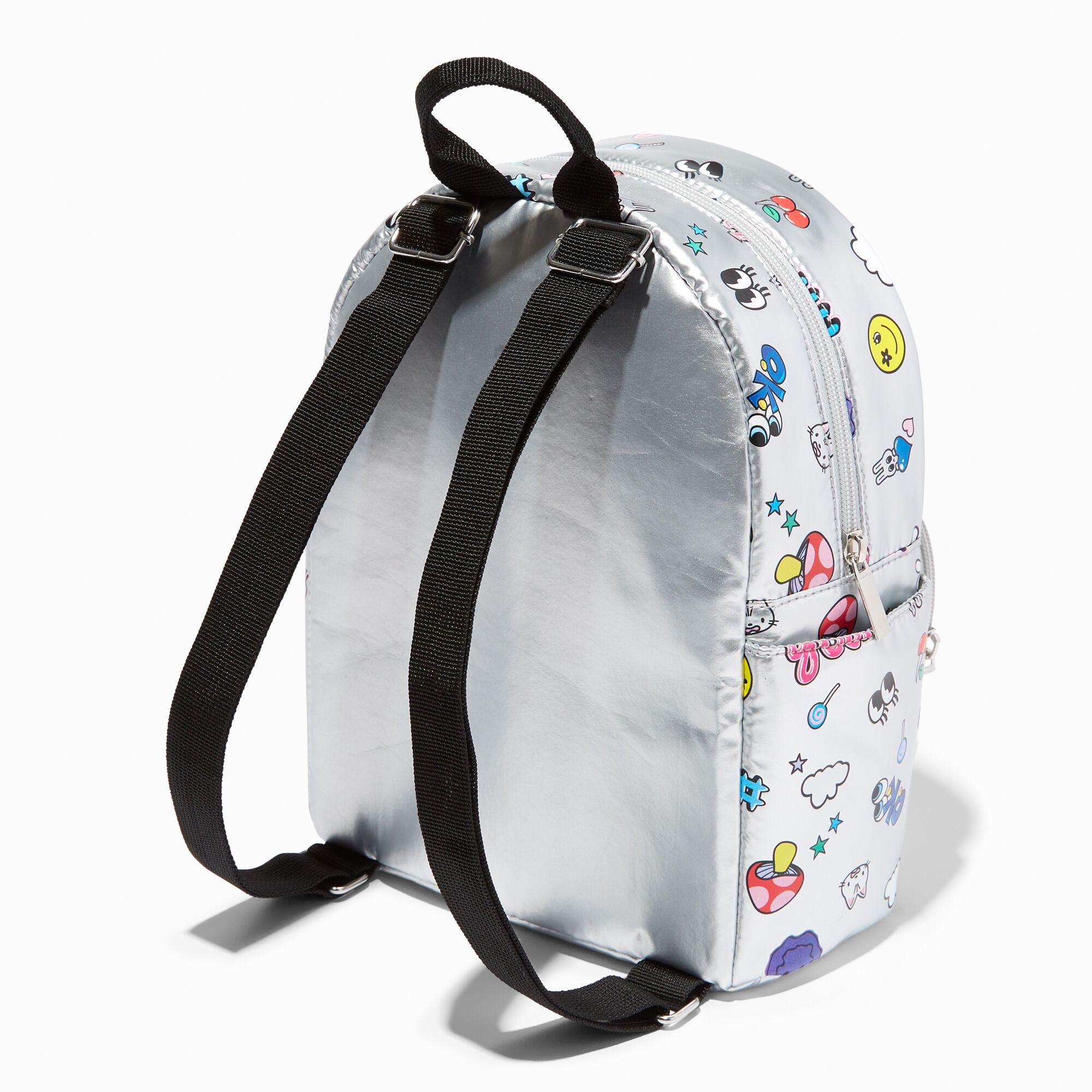 Claire s Small Backpack Girls Purse Fun Funky Fashion Accessory Mini Backpacks for Kids Little Girl Tweens and Teens Silver Y2K Icons Nylon 9x12x4 Walmart