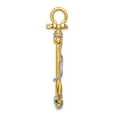 thumbnail image 2 of FB Jewels 14k White and Yellow Two Tone Gold 3D Large Anchor with white Rope and Flat Tips shackle Bail Pendant, 2 of 5