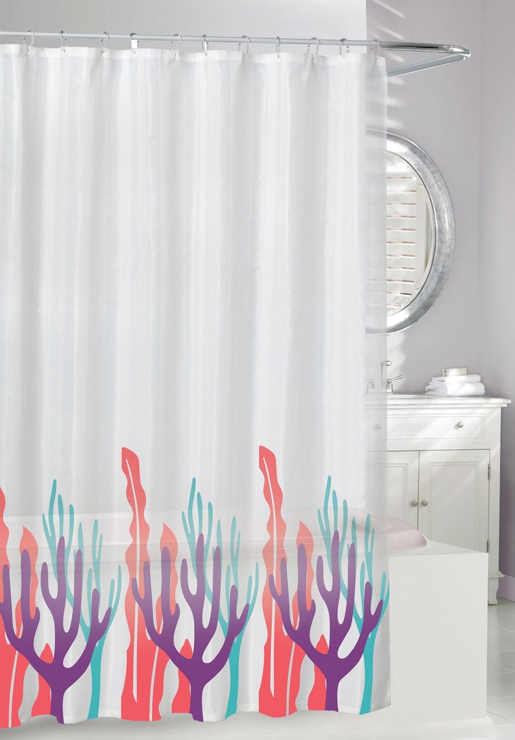 CORAL PEVA SHOWER CURTAIN