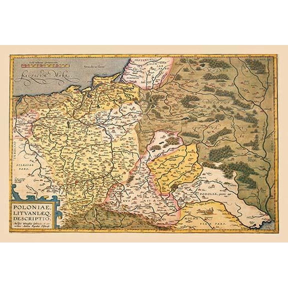 Map of Poland and Eastern Europe-Fine Art Canvas Print (20" x 30")
