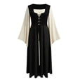thumbnail image 7 of Womens Renaissance Costume Dress Medieval Pirate Peasant Corset Dresses Bell Sleeve A-Line Maxi Dresses, 7 of 7