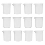 12PK Plastic Beakers, 250ml - Polypropylene Plastic - Raised Graduations, Tapered Spout - Euro Design - Eisco Labs