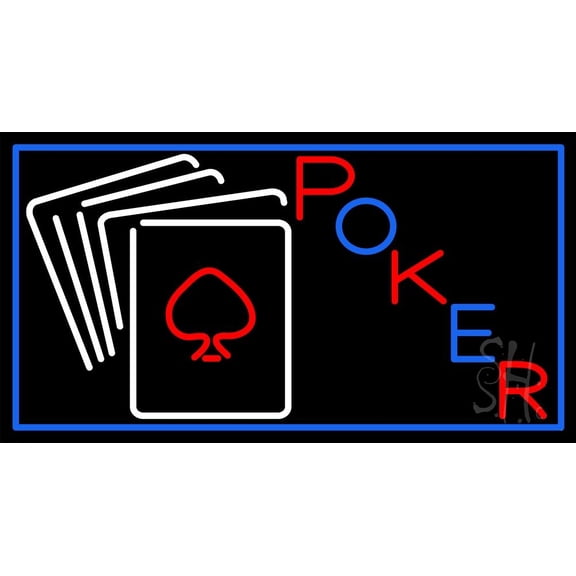 White Cards Poker LED Neon Sign 20 x 37 - inches, Black Square Cut Acrylic Backing, with Dimmer - Bright and Premium built indoor LED Neon Sign for wall décor, arcarde, and storefront.