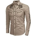 thumbnail image 4 of COOFANDY Mens Western Cowboy Shirt Embroidered Denim Long Sleeve Casual Button Down Shirt, 4 of 7