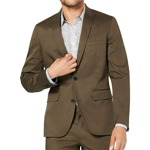 I.N.C Mens Stretch Twill Two Button Blazer Jacket, Green, XX-Large