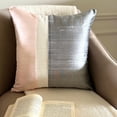 thumbnail image 1 of Cushion Covers, Light Pink & Grey 14"x14" (35x35 cm) Throw Pillow Covers, Silk Color Block Patchwork Throw Pillows For Couch, Patchwork Pattern Modern Style - Splendour Pink, 1 of 10
