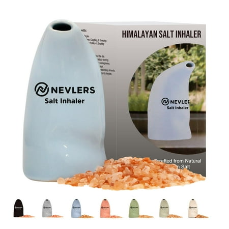 Nevlers Inhaler with Pure Himalayan Salt | Sky Blue | Hand Painted Ceramic | 1 Year of Salt Included