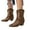 Brown, variant on Embroidered Wide Calf Cowboy Boots for Women Vintage Pointed Toe Mid Heels Winter Fall Short Dress Cowgirl Booties