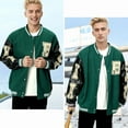 thumbnail image 4 of HISITOSA Mens Varsity College Jacket Baseball Bomber Jacket Vintage Sweatshirt Casual Unisex Streetwear Coats with Patch, 4 of 7