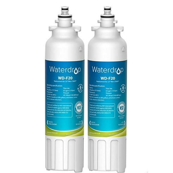 Waterdrop ADQ73613401 Replacement for LG®, ADQ73613402, ADQ73613408, ADQ75795104, Kenmore 9490, LSXS26326S, LMXC23746S, LSXS26366S, LSXS26386D, Refrigerator Water Filter, WD-F20, Pack of 2