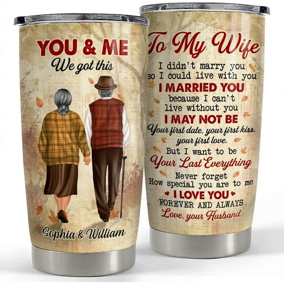 Personalized Couple Tumbler To My Wife You And Me 20oz Tumblers with Lid Gift for Couples Husband Wife Boyfriend Girlfriend Christmas Birthday Valentine Anniversary