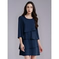 thumbnail image 2 of YiZYiF Robe de Soirée à Volants Manches Courtes Superposée Col Rond Formelle pour Mariage Femmes Bleu Marine G, 2 of 6