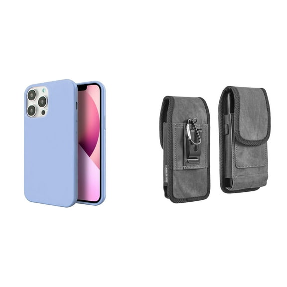 Slim Silicone Case and Belt Holster Pouch for iPhone 14 Pro Max - Lavender