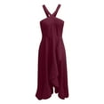 thumbnail image 5 of Women's Casual Dress Sleeveless Flowy A Line Party Everyday Basic Solid Mini Dress With Spaghetti Straps And Ruffled Hem, 5 of 5