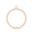 thumbnail image 2 of ANGARA Freshwater Cultured Pearl Dual Shank Ring with Diamonds in 14K Rose Gold for Women | June Birthstone, Birthday, Anniversary, Jewelry Gift for Women | Pearl Ring, 2 of 8