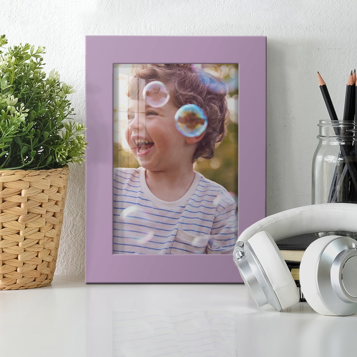 Modern Real Wood 5x7 inch Picture Frame in Violet