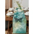 thumbnail image 4 of Table Runner Dresser Scarves 72 Inch Long, Black and White Butterfly Texture Linen Dining Table Runners Teal Green Abstract Ombre Back Tabletop Scarf for Wedding Holiday Party Kitchen, 4 of 7