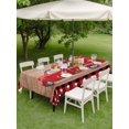 thumbnail image 3 of Outdoor Tablecloth with Umbrella Hole and Zipper, Valentine's Day Rectangle Table Cloth 60x84 Inch Waterproof Tablecloth, Romantic Red Truck Love Wood Plaid Brown Picnic Table Cover for Patio Camping, 3 of 7